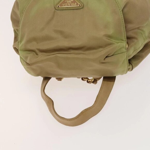 PRADA Chain Backpack Nylon Khaki Gold Auth - Picture 6 of 16